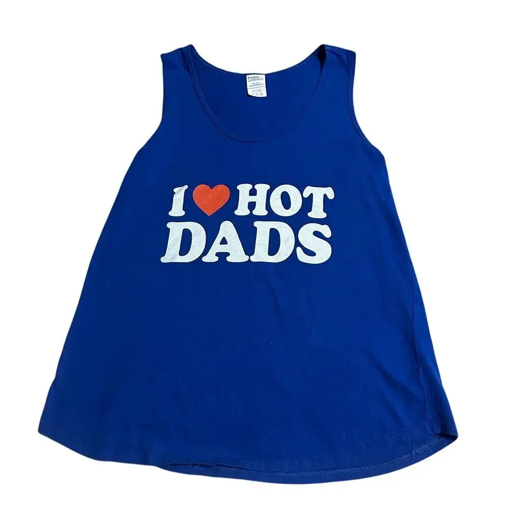 I Love Hot Dads Tank Top Size XL Sleeveless Shirt Athleisure Workout Funny - Picture 1 of 5